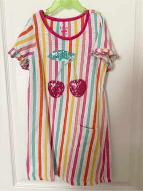 HATLEY Girls Striped Sequin Cherry Dress - Multi